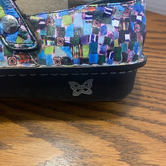 Alegria Mary Janes Bella Multi Cube colorful comfortable low wedge heel size38/8 - Picture 6 of 12